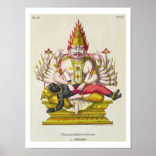 Narasimha, engraved by de Marlet (colour litho) Poster