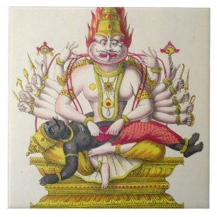 Narasimha, engraved by de Marlet (colour litho) Tile