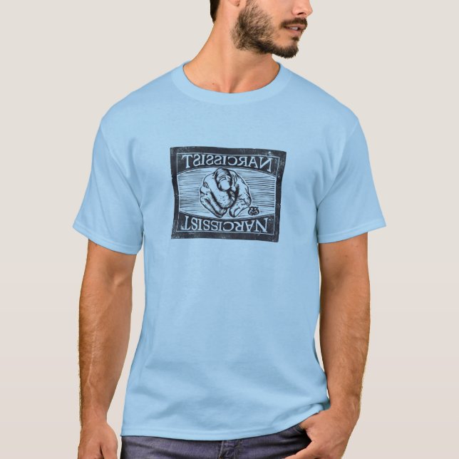 Narcissist (The Empty Self): Digitised woodcut T-Shirt (Front)