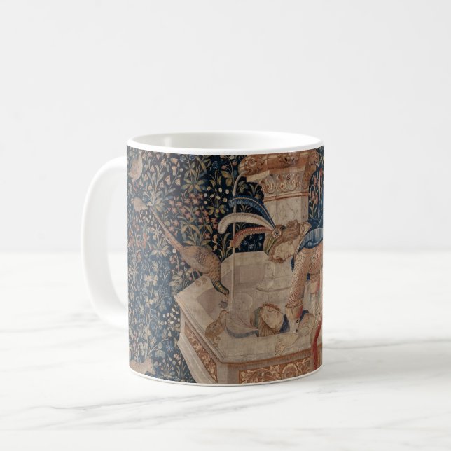 Narcissus at the Well, Mediaeval Tapestry Coffee Mug (Front Left)