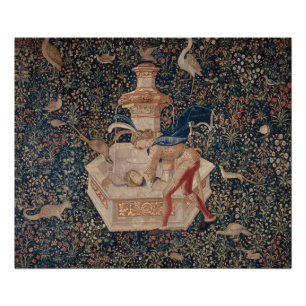 Narcissus at the Well, Mediaeval Tapestry Photo Print
