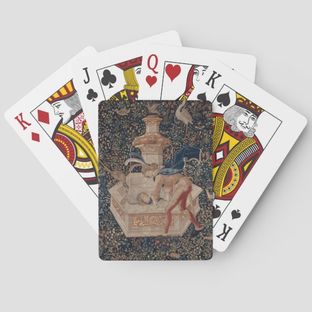 Narcissus at the Well, Mediaeval Tapestry Playing Cards (Back)