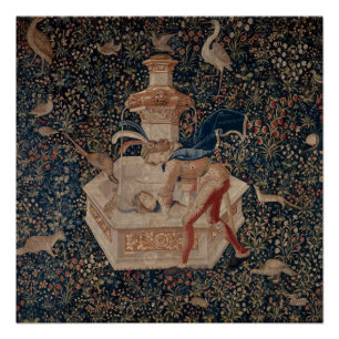 Narcissus at the Well, Mediaeval Tapestry Poster