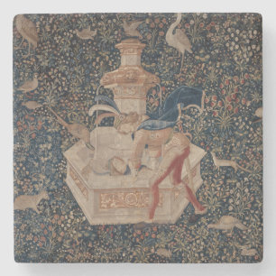 Narcissus at the Well, Mediaeval Tapestry Stone Coaster