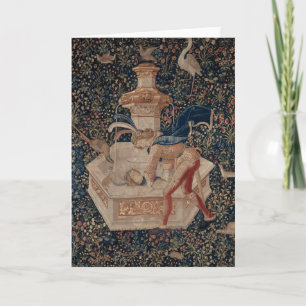 Narcissus at the Well, Medieval Tapestry Card
