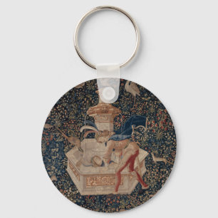 Narcissus at the Well, Medieval Tapestry Key Ring