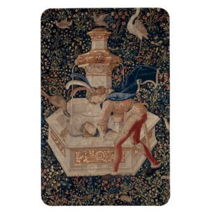 Narcissus at the Well, Medieval Tapestry Magnet