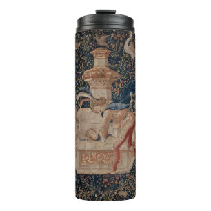 Narcissus at the Well, Medieval Tapestry Thermal Tumbler