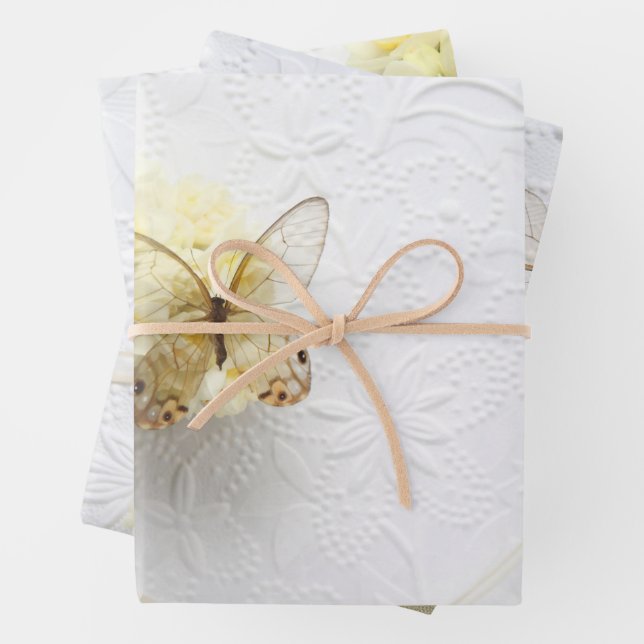 Narcissus butterfly Wrapping Paper Set of 3 (In situ)