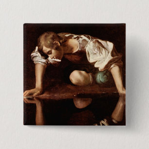 Narcissus by Caravaggio 15 Cm Square Badge