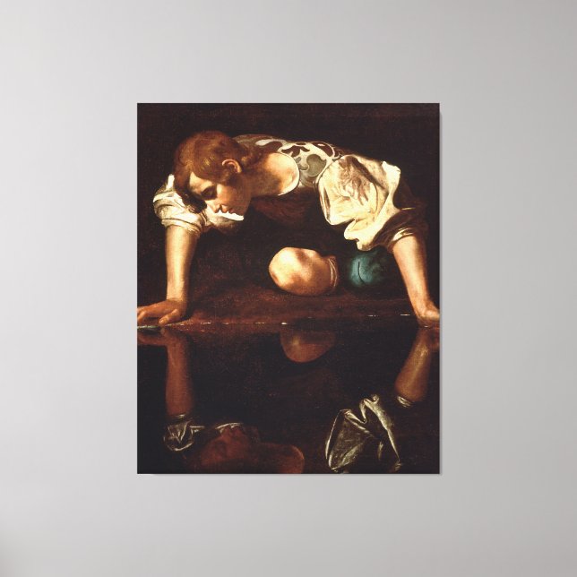 Narcissus by Michelangelo Merisi da Caravaggio Canvas Print (Front)