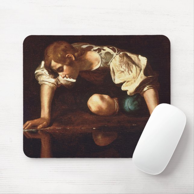 Narcissus by Michelangelo Merisi da Caravaggio Mouse Mat (With Mouse)