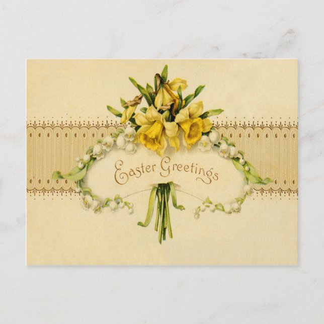 Narcissus Daffodil Lily of The Valley Easter Holiday Postcard (Front)