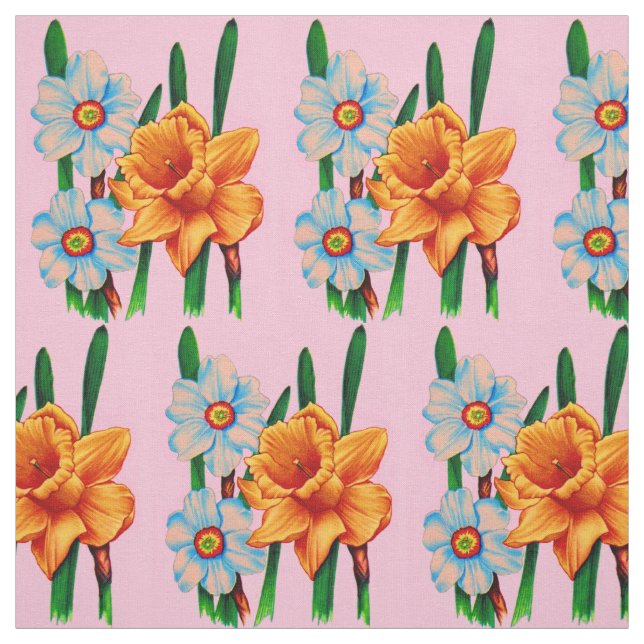 narcissus floral print fabric (Swatch)