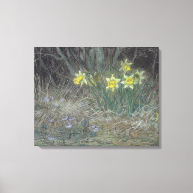 Narcissus Flowers and Violets (by Millet) Canvas Print (Front)