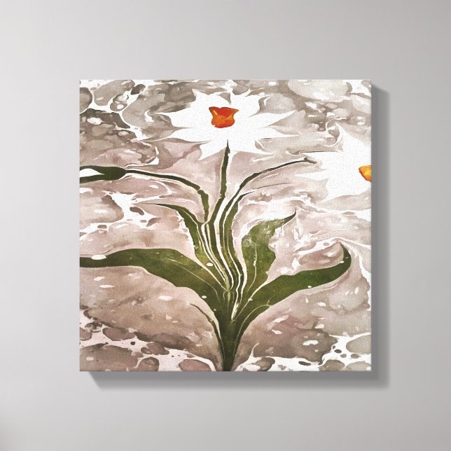 Narcissus On Marble Canvas Print (Front)