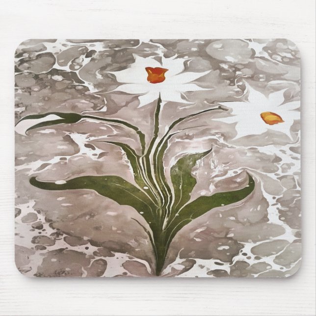 Narcissus On Marble Mouse Mat (Front)
