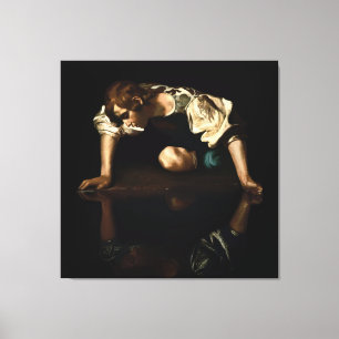Narcissus painting inspired by Caravaggio Canvas Print