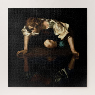Narcissus painting inspired by Caravaggio Jigsaw Puzzle
