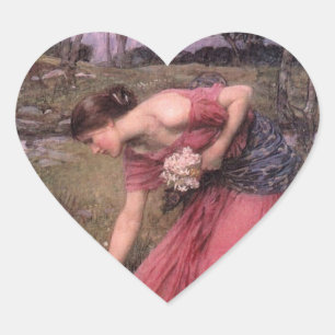Narcissus Picking Flowers Heart Sticker