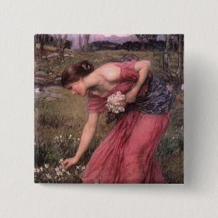 Narcissus Picking Flowers in the Meadow 15 Cm Square Badge