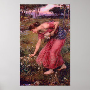 Narcissus Picking Flowers Poster
