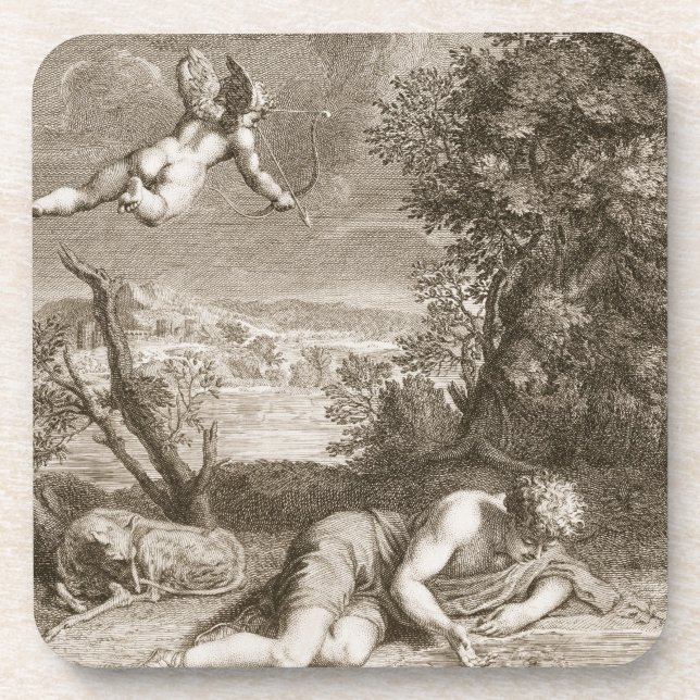 Narcissus Transformed into a Flower, 1730 (engravi Coaster (Front)