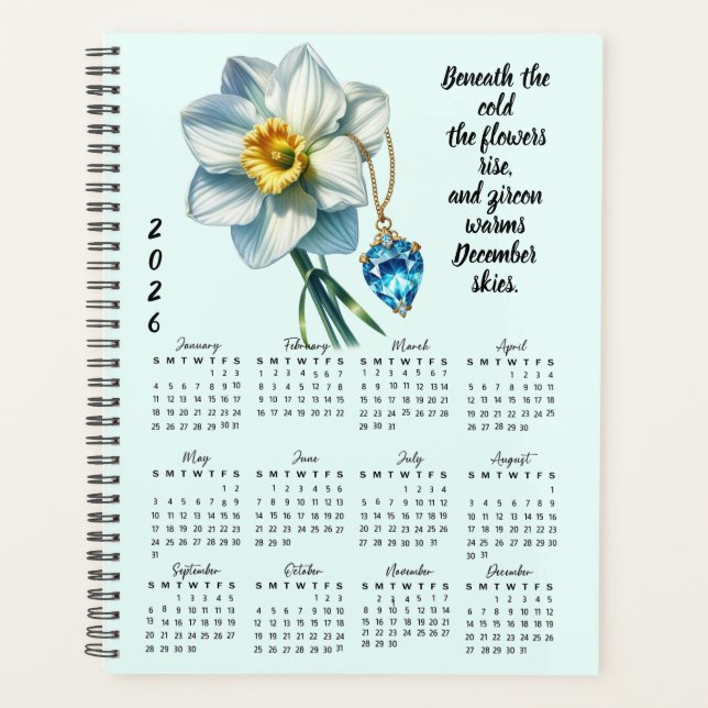 Narcissus & Zircon December Verse – 2026 Full-Year Planner (Front)