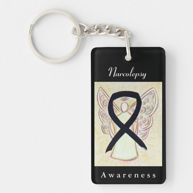 Narcolepsy Awareness Ribbon Angel Key Chain (Front)