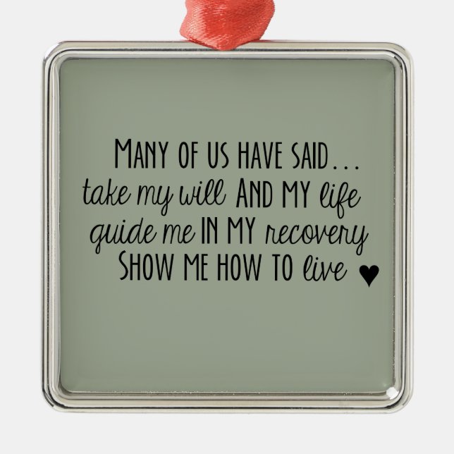 Narcotics Anonymous 3rd Step Prayer Ornament (Front)