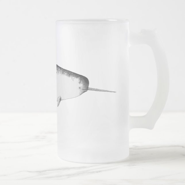 Narhwal Unicorn Sea Illustration Whale Lover Gift  Frosted Glass Beer Mug (Right)