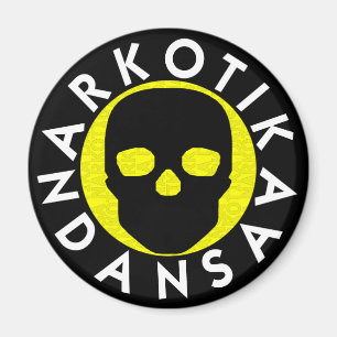 NARKOTIKA LIV Pineapple round magnet black N3