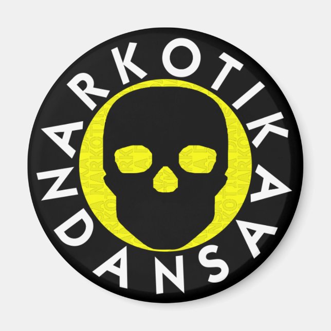 NARKOTIKA LIV Pineapple round magnet  black N3 (Front)