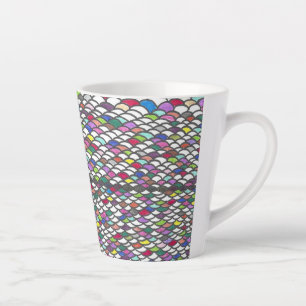Narmin Colorful Repeating Hand-Drawn Pattern Latte Mug