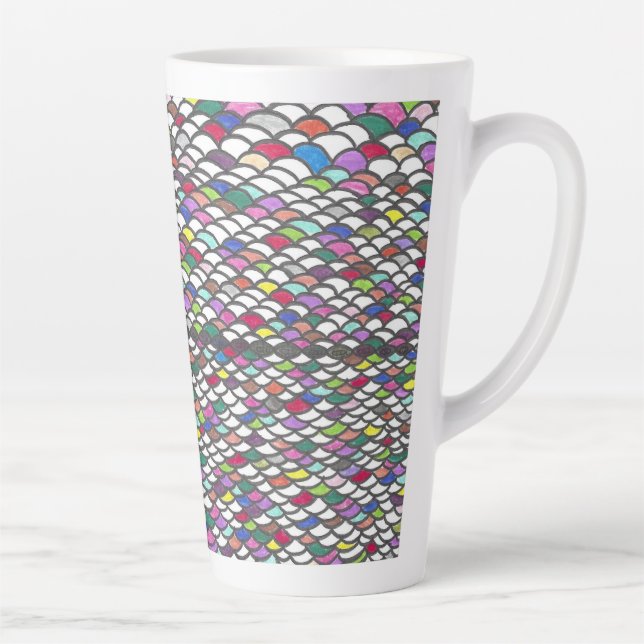 Narmin | Colorful Repeating Hand-Drawn Pattern Latte Mug (Right)