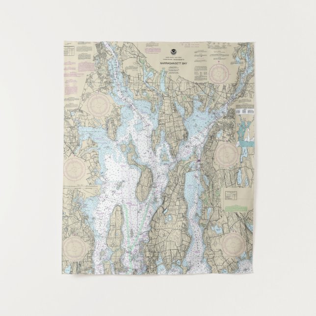 Narragansett Bay Nautical Chart 13221 Tapestry (Front)