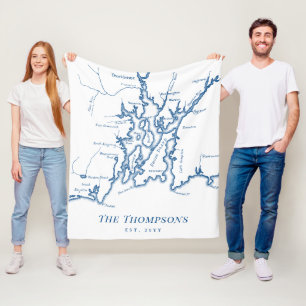 Narragansett Bay Newport Family Wedding Gift  Flee Fleece Blanket