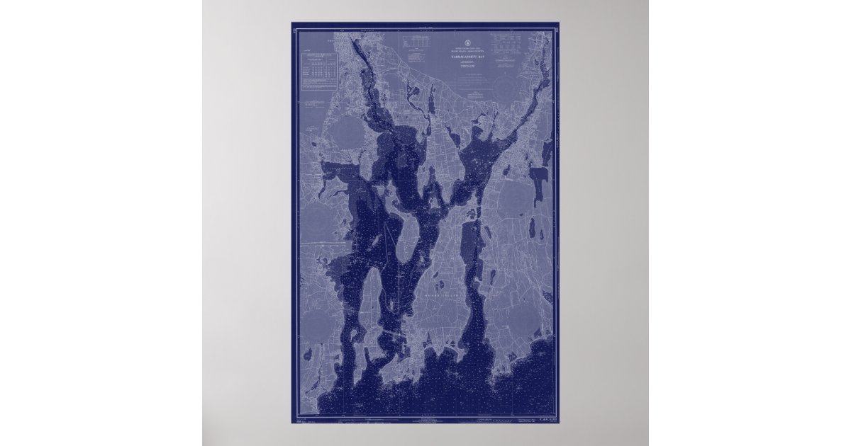 Narragansett Bay Newport Map Nautical Chart Art Zazzle