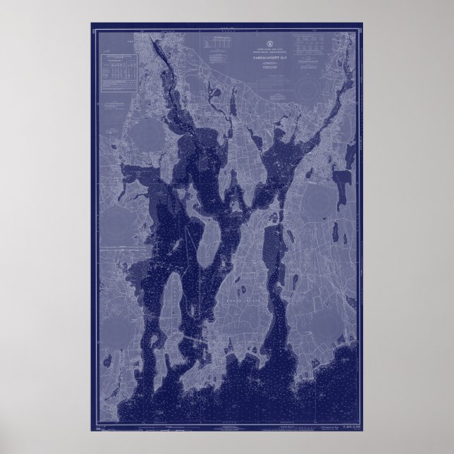 Narragansett Bay Newport Map Nautical Chart Art (Front)