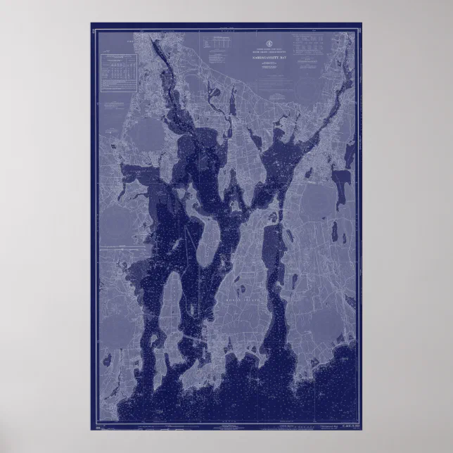 Narragansett Bay Newport Map Nautical Chart Art Zazzle