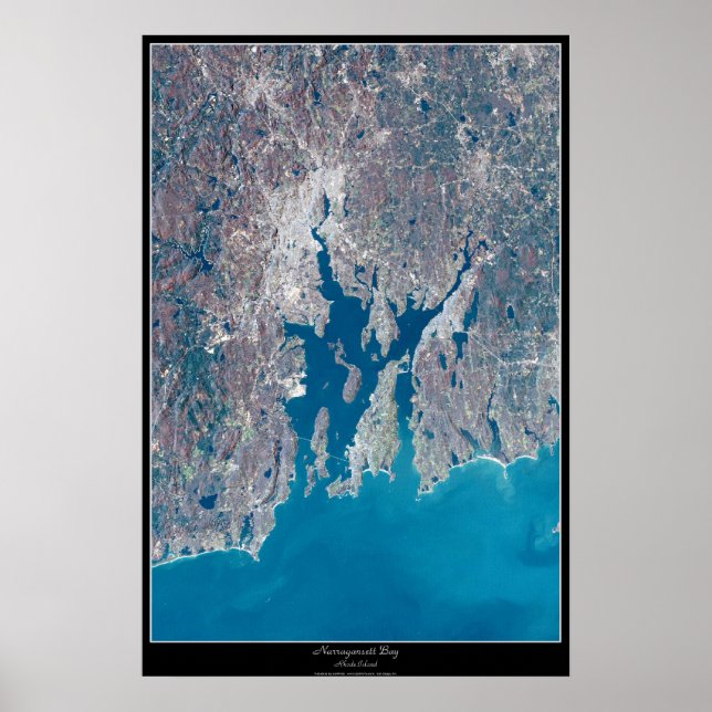 Narragansett Bay Rhode Island satellite poster (Front)
