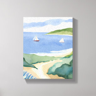 Narragansett Bay Sailboat Coastal RI Watercolor Canvas Print