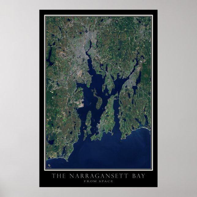 Narragansett Bay Satellite Poster Map (Front)