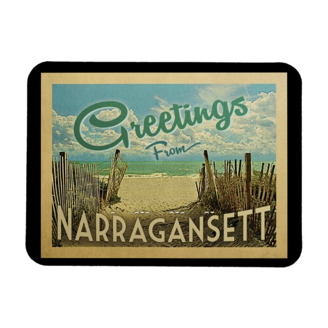Narragansett Beach Vintage Travel Magnet (Horizontal)