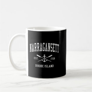 Narragansett RI Vintage Crossed Oars & Boat Anchor Coffee Mug
