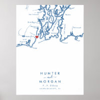 Narragansett RI Wedding Modern Guest Book Poster