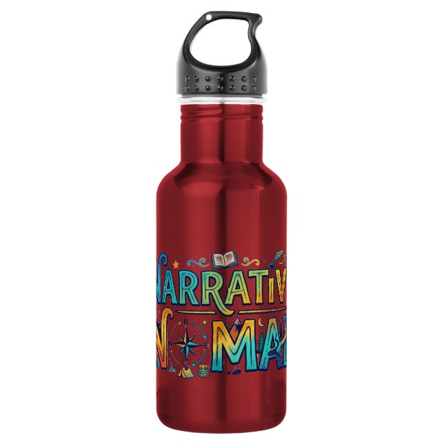 Narrative Nomad – Wander Through Stories Graphic  532 Ml Water Bottle (Front)