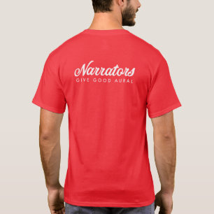 Narrators Give Good Aural white/red f/b mens t T-Shirt