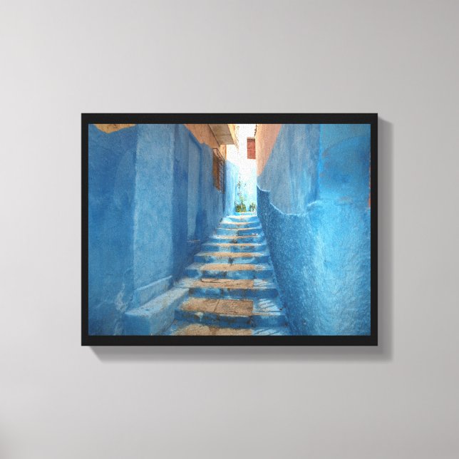 Narrow Blue Stairway in Morocco Canvas Print (Front)