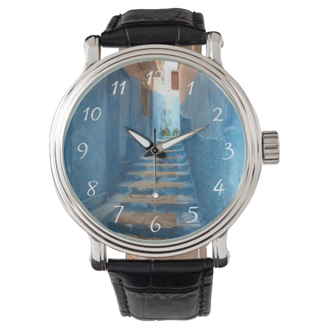 Narrow Blue Stairway in Morocco Watch (Front)